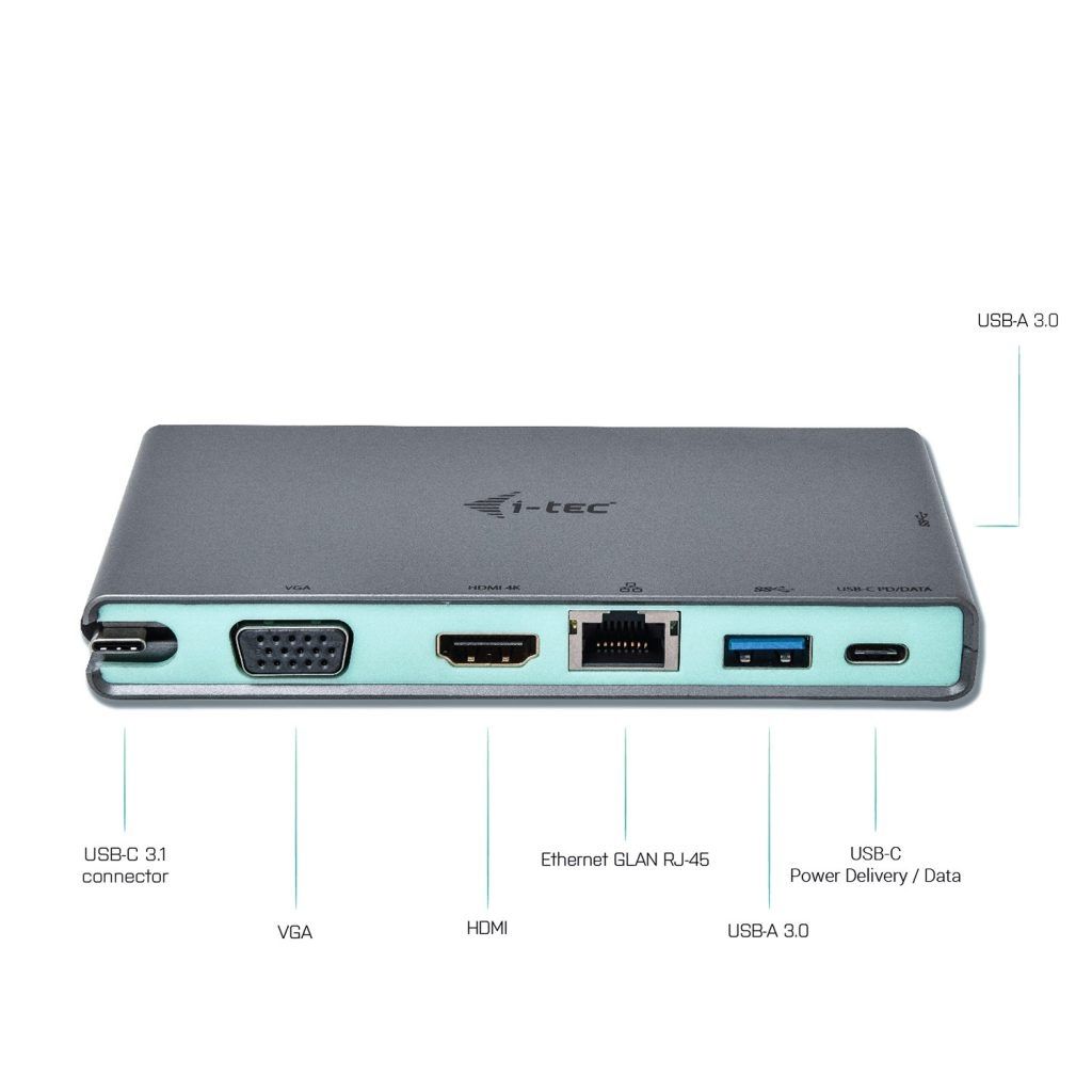i-tec USB-C Travel Stacja Dokująca 4K HDMI lub VGA, 20 cm kabel USB-C