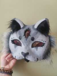 Unikatowa maska kota szary kot Therian Furry mask grey Cat Handmade