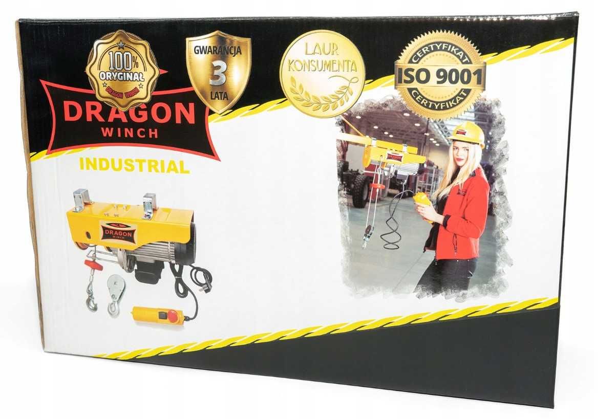 Тельфер електричний 400/800 кг 12 м 220 В, таль лебедка DRAGON электро