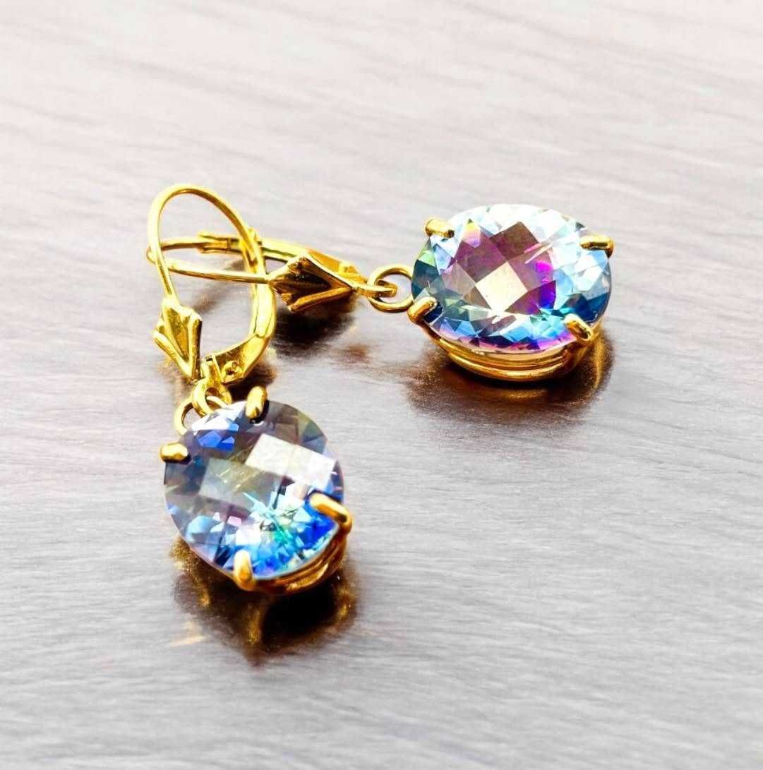 Złote kolczyki z olśniewającym kamieniem - mystic TOPAZ!