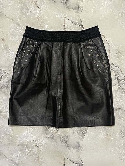 Кожаная нат. стильная юбка NAF NAF