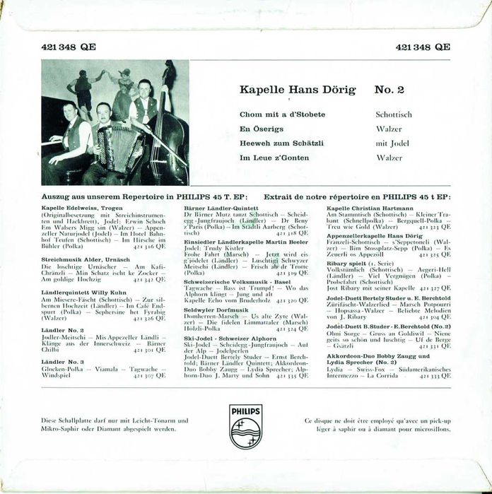 Kapelle Hans Dörig ‎– Kapelle Hans Dörig No. 2 - 45 Rpm 7" - 1957