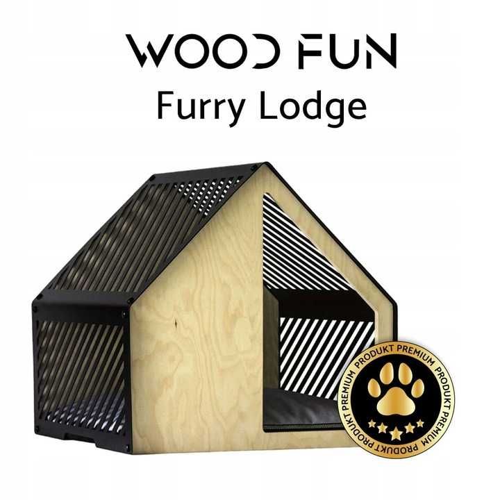 Wood Fun Furry Lodge legowisko, domek dla kota, kolor czarny