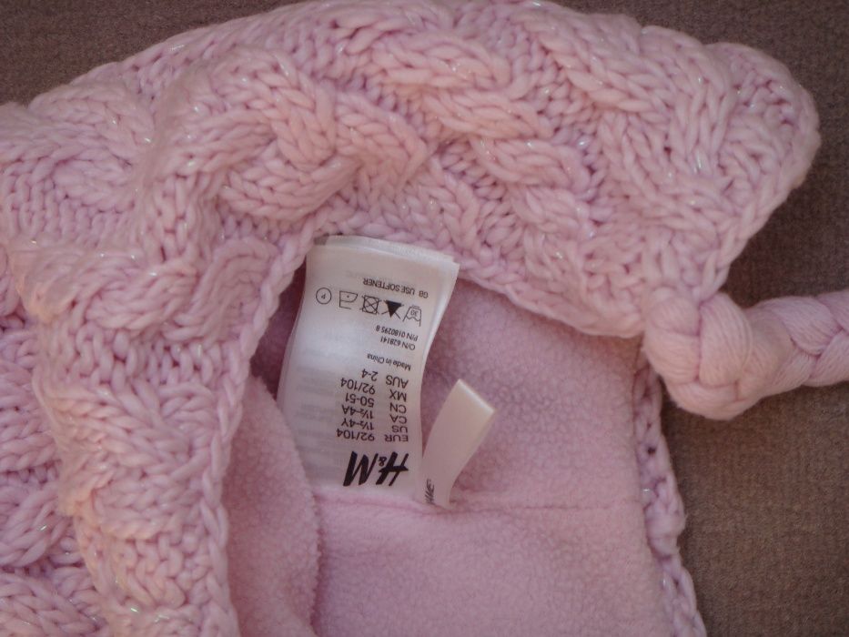 jasno różowa czapka H&M - jak nowa roz. 92/104