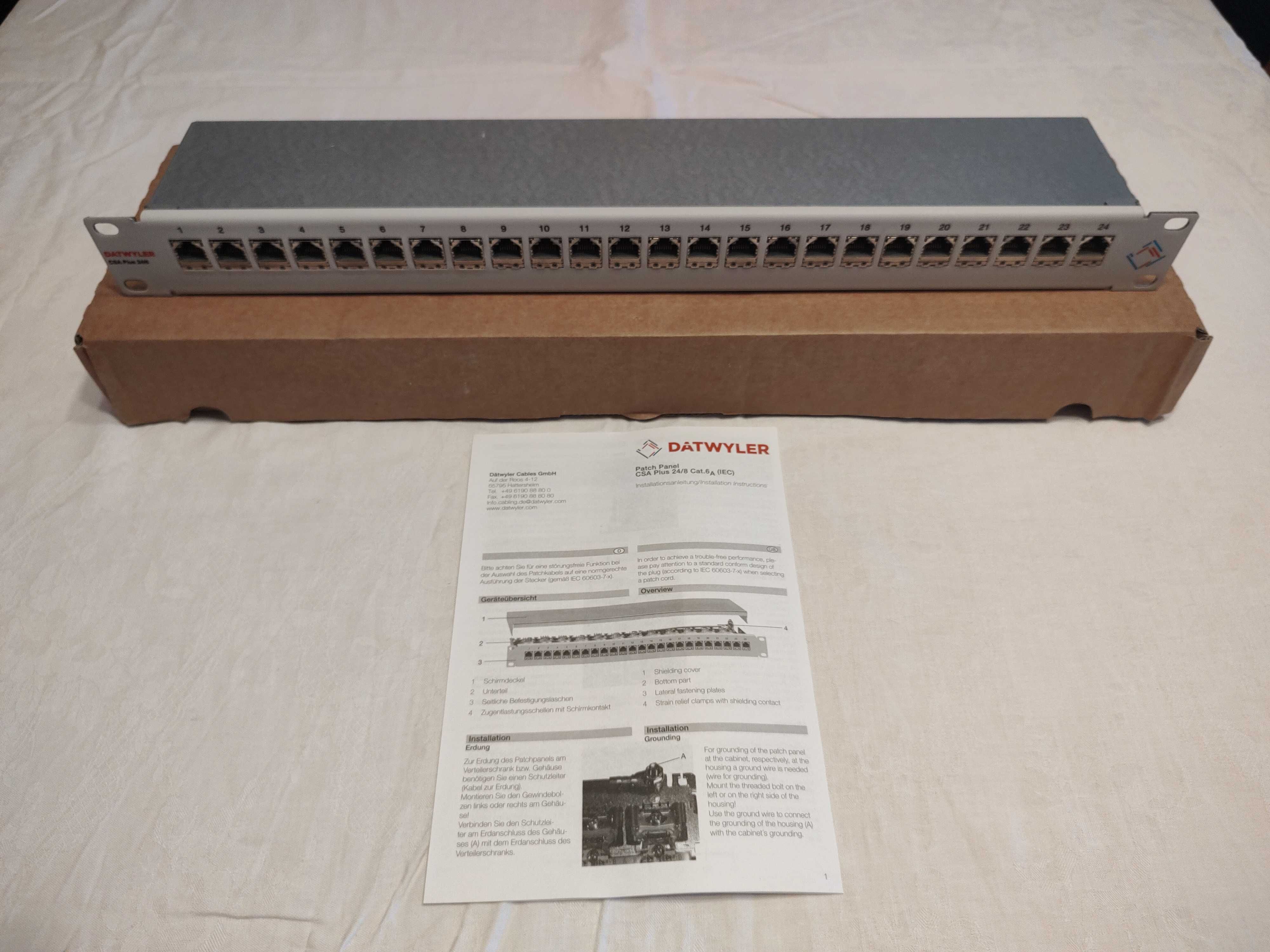 Patch Panel / Krosownica Kat. 6A DATWYLER CSA Plus 24/8, 19”, ekranow.