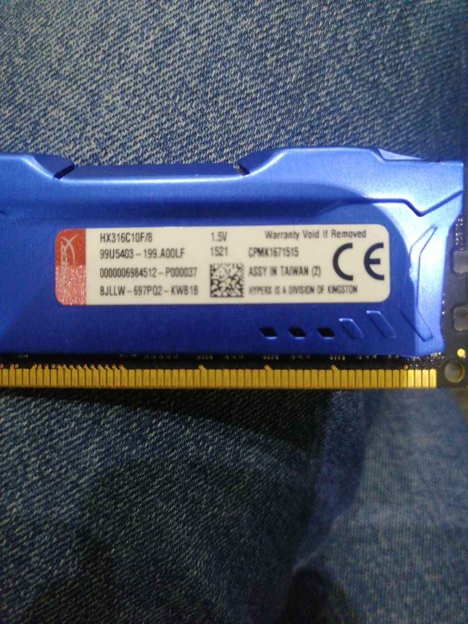 Memória RAM DDR3 HYPERX Fury ( 8 GB - 1600 MHz - CL 10 - Azul)