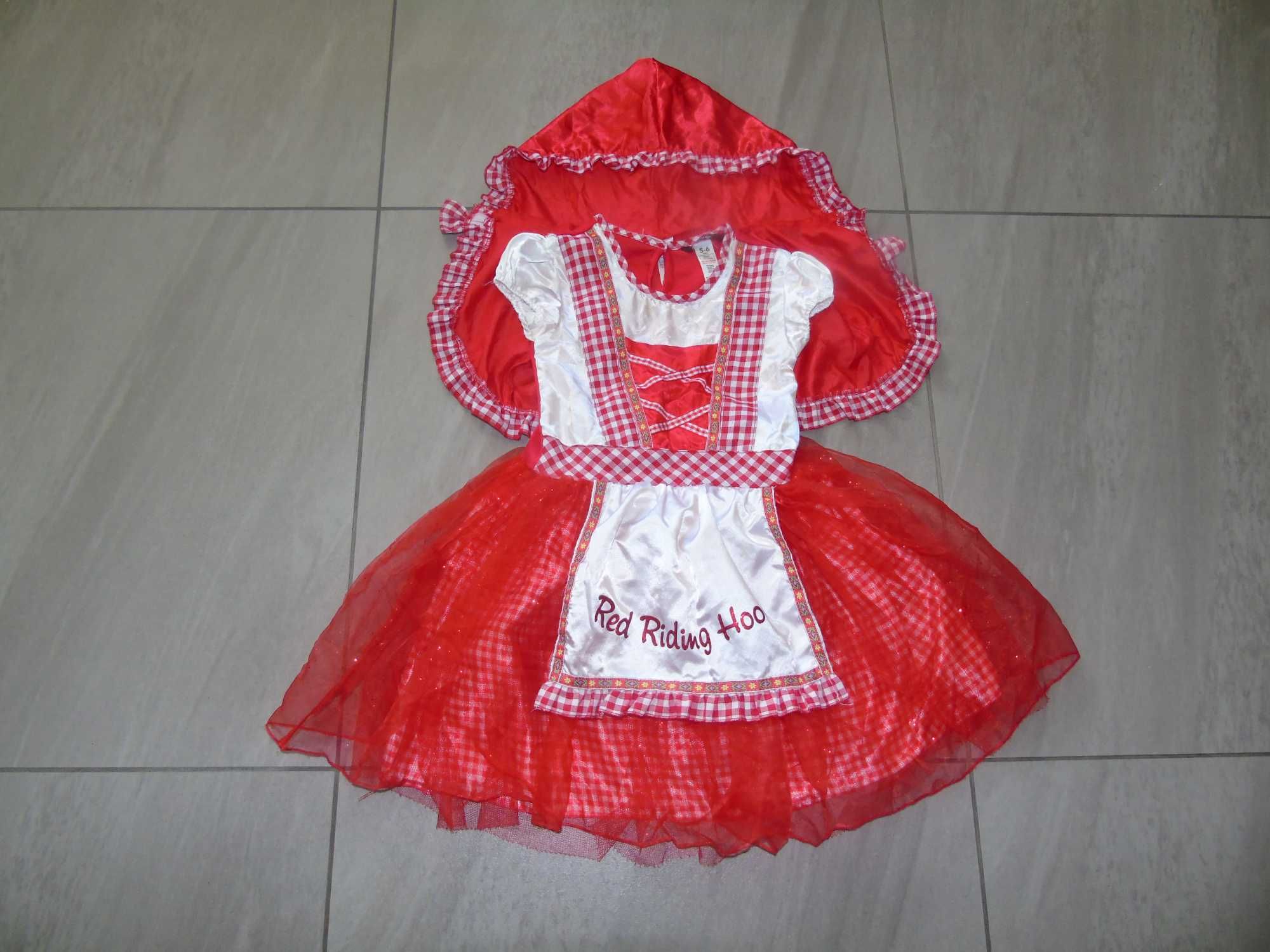 strój sukienka Czerwony Kapturek 5-6 lat
