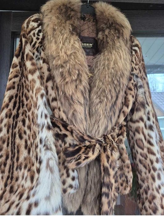 Шуба автоледі оцелот,рись оверсайз,не норка
