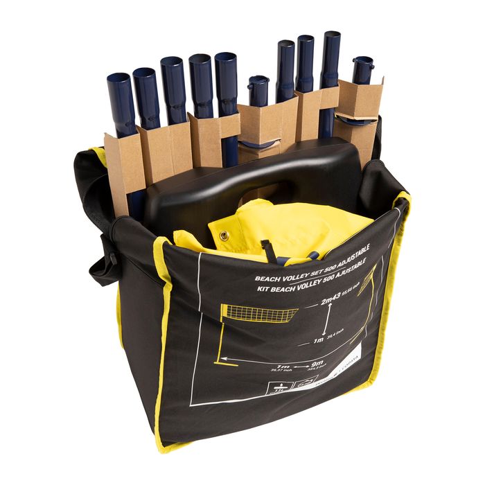 Rede e Postes Voleibol de Praia BV500 Ajustáveis Amarelo (Conjunto)
