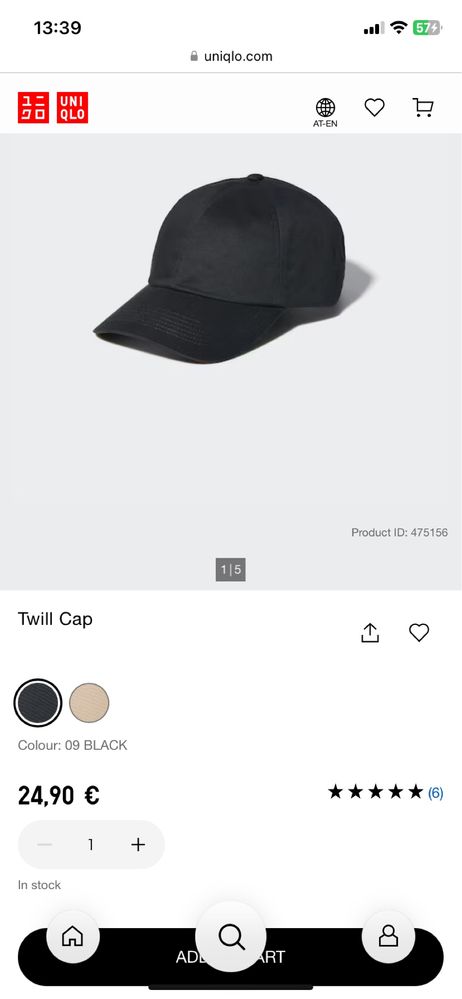 Uniqlo Twill Cap кепка бейсболка чорна чоловіча жіноча унісекс