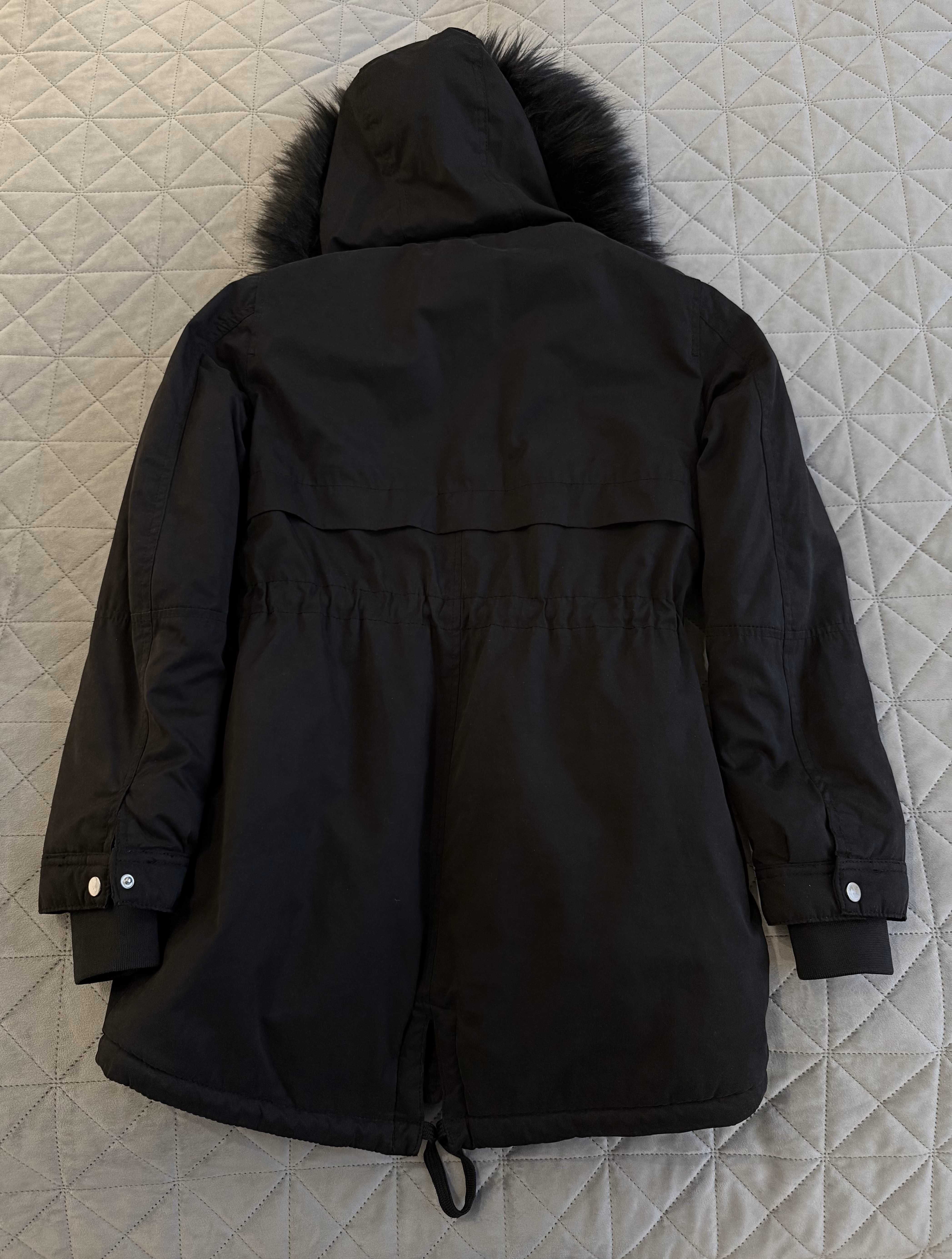 Czarny płaszczyk parka Terranova XS, stan idealny