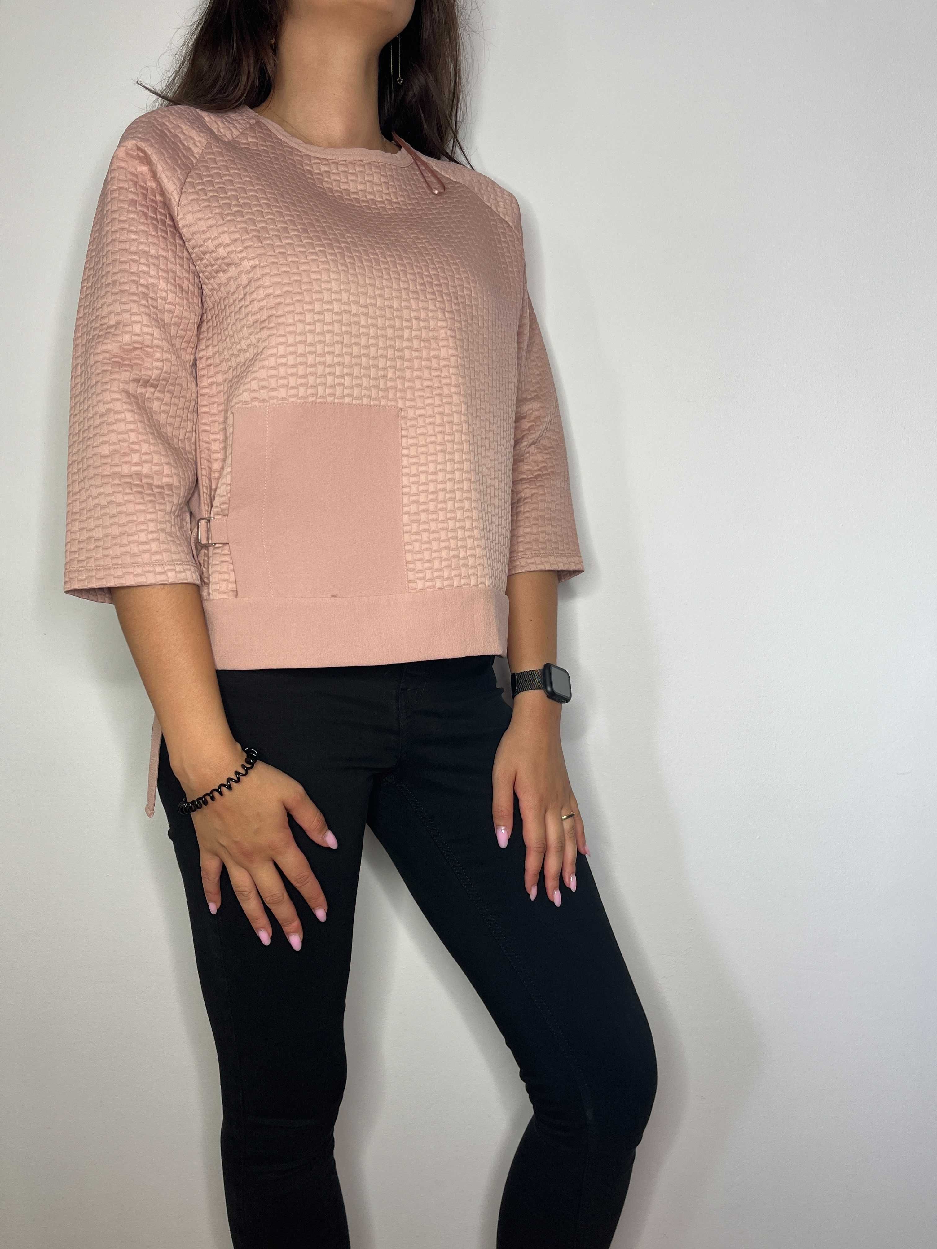 Różowa pudrowo różowa bluza bluzka Zara rozmiar M