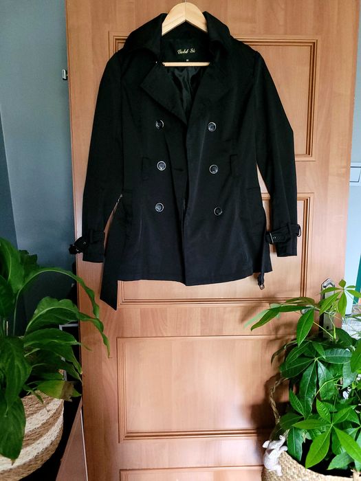 Elegancka czarna wiosenna kurteczka trench  36 S