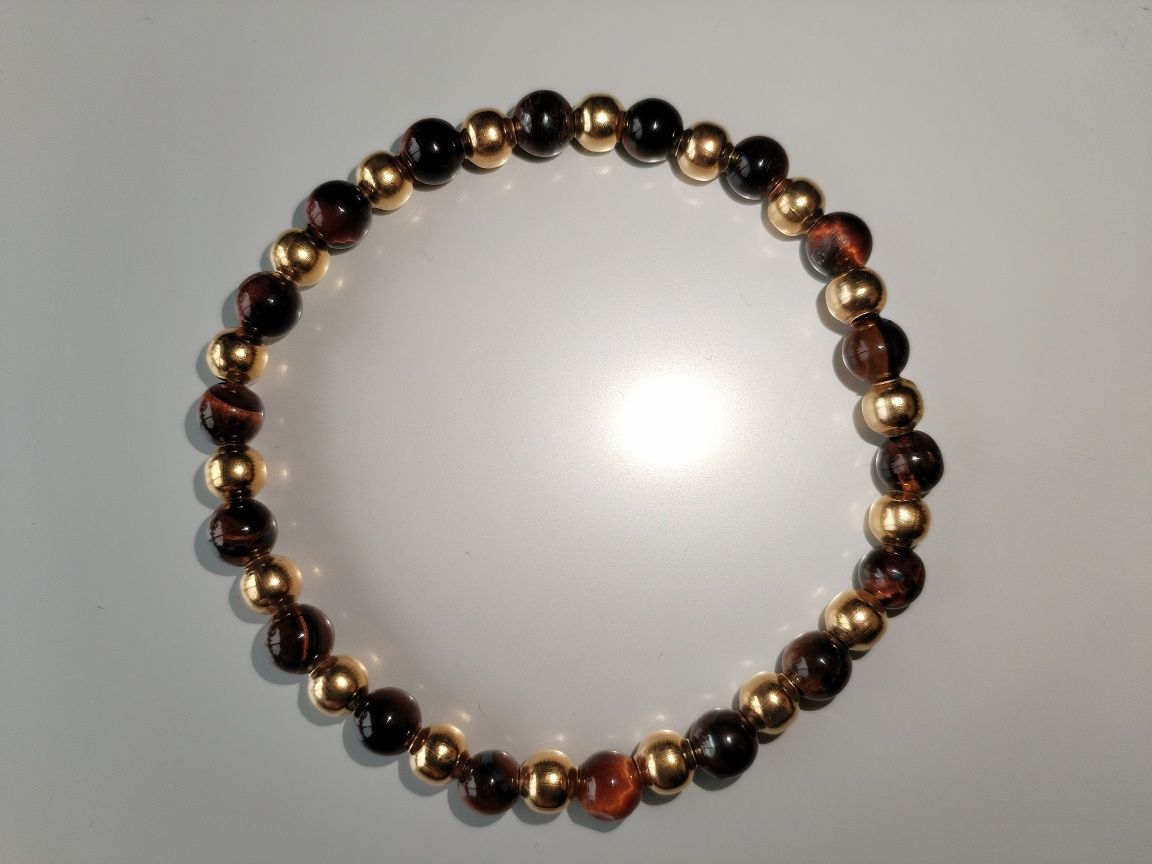 Pulseiras semi preciosas olho de tigre e olho de boi
