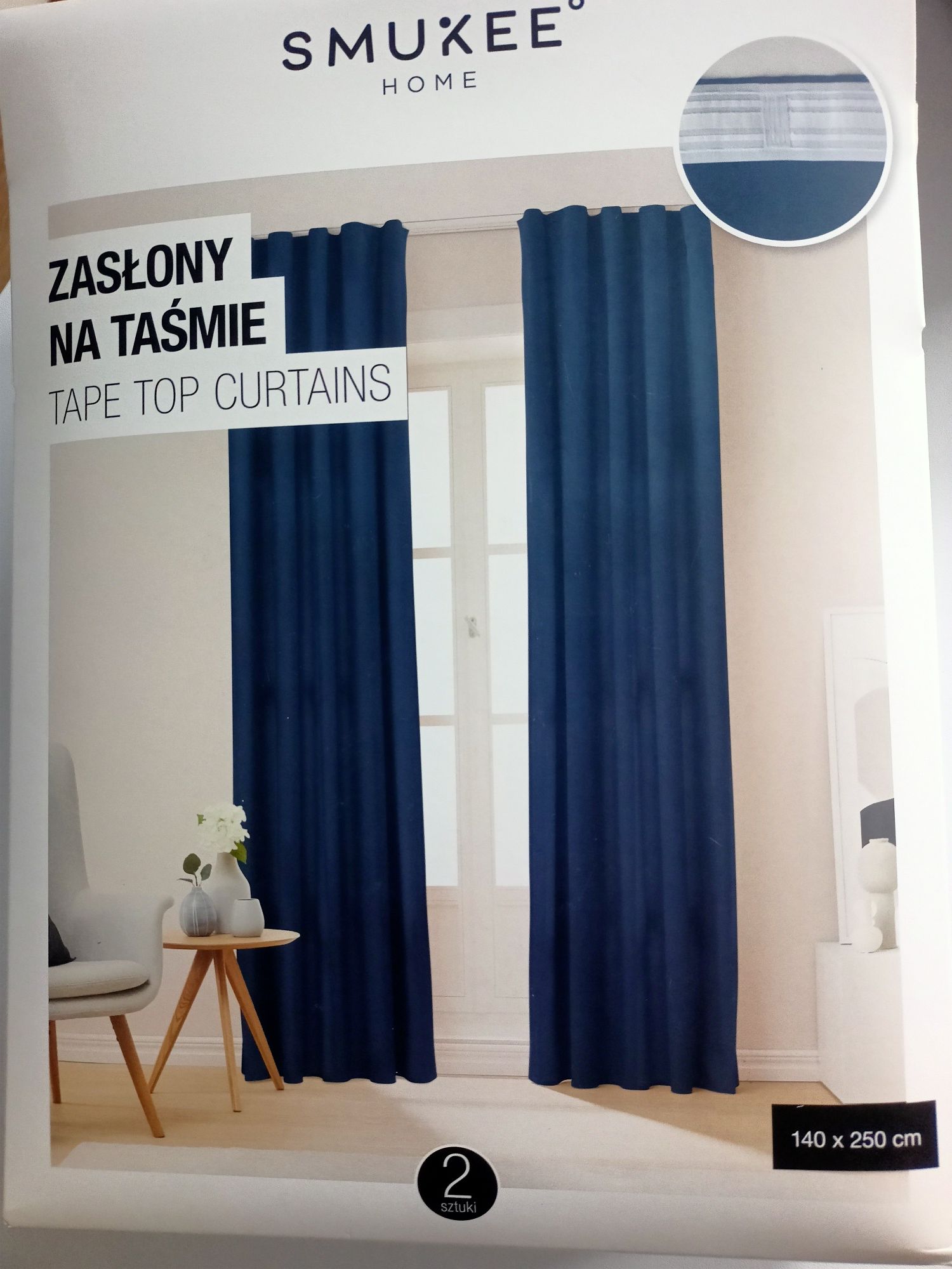 NOWE! Zasłony 140x250 granatowy na taśmie