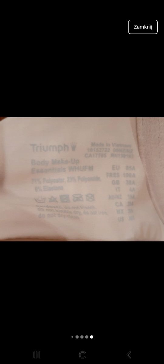 Biustonosz Triumph body make up silikonowy tył 85A
