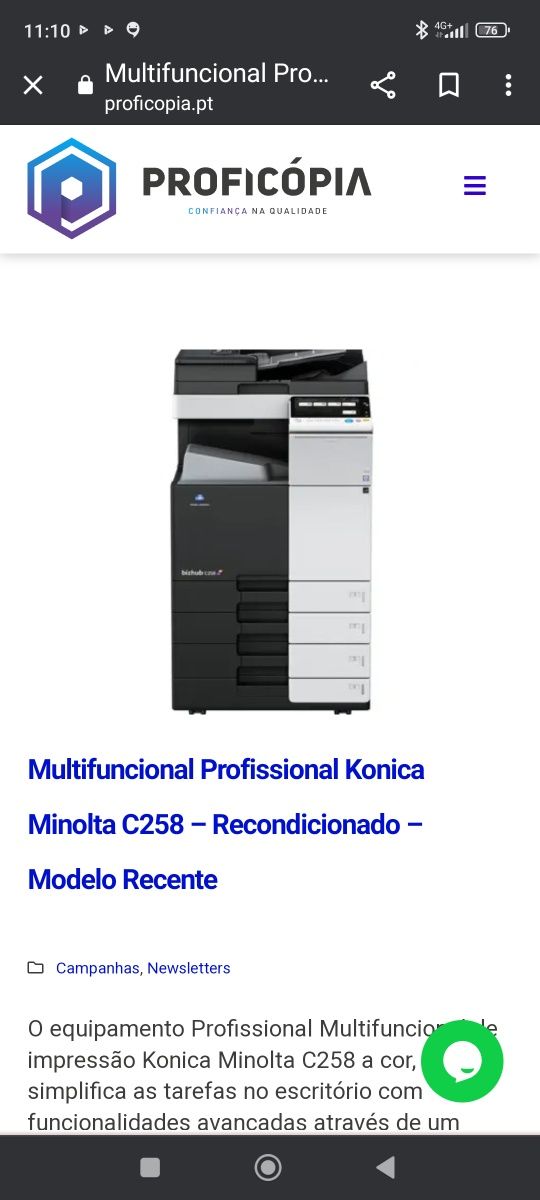 Fotocopiadora multifunções Konica Minolta C-258