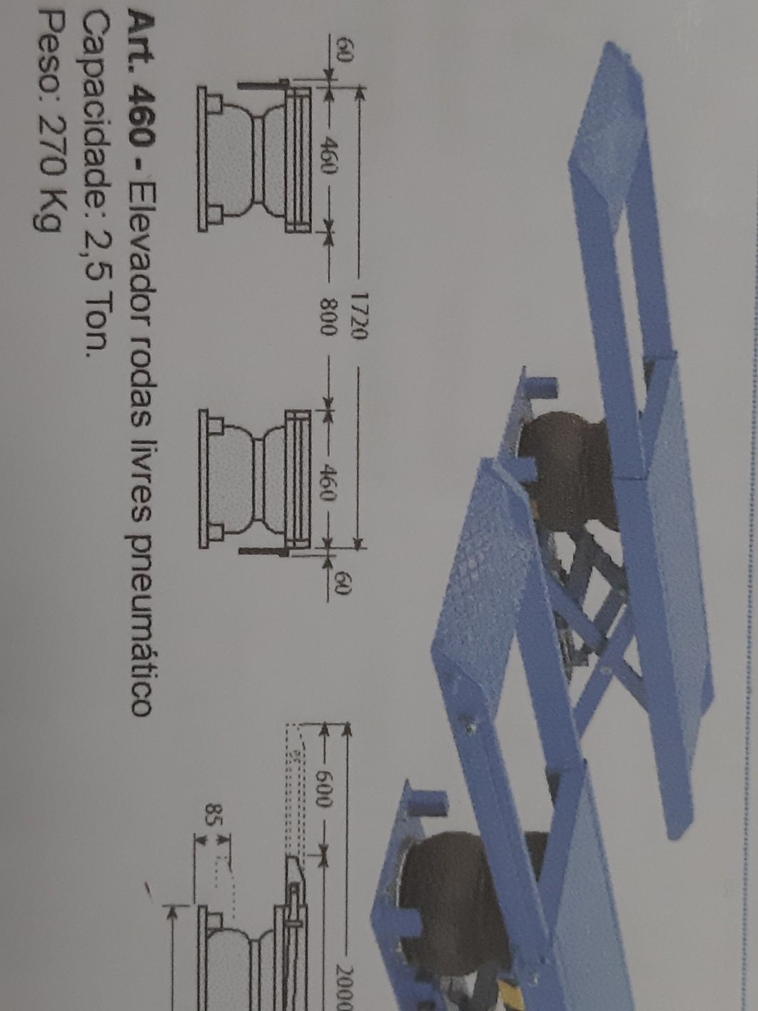 Elevador pneumático para plataformas de tesoura ou de 4 colunas