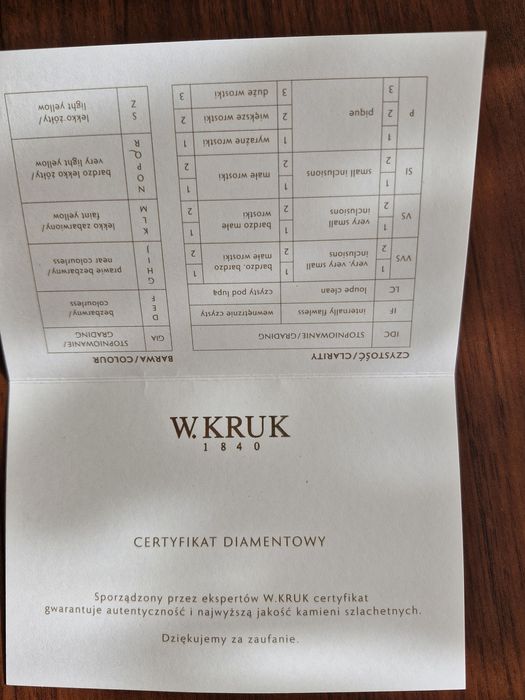 Pierścionek W. Kruk białe złoto brylant