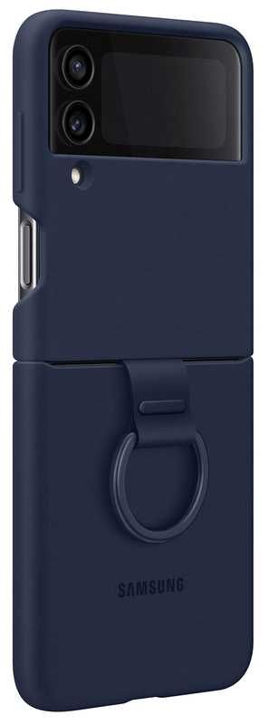 Оригинальный чехол Samsung Z Flip 4 Silicone Cover with Ring Navy