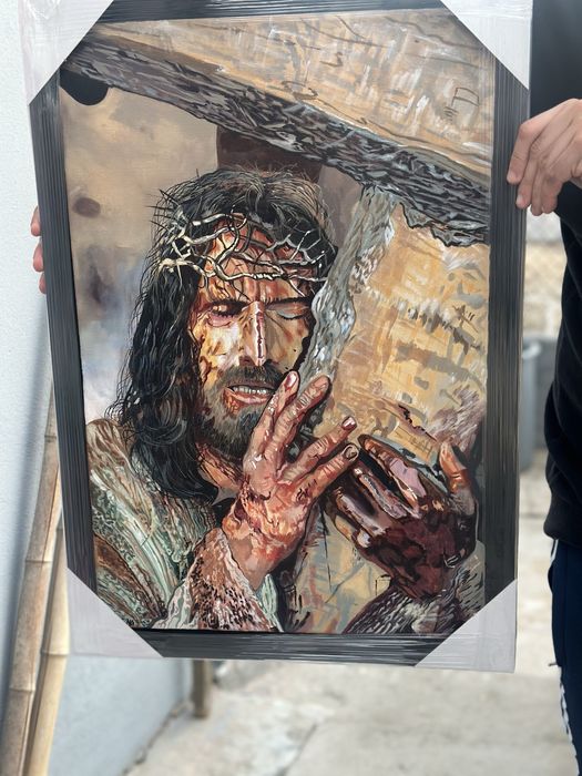 Pintura de cristo em acrilico sobre tela