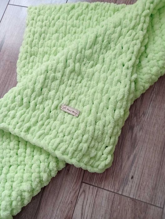 Kocyk dziecięcy ręcznie robiony seledynowy