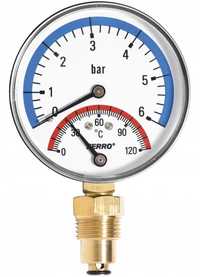 Termomanometr radialny 0-120 °C 0-6 bar 80mm