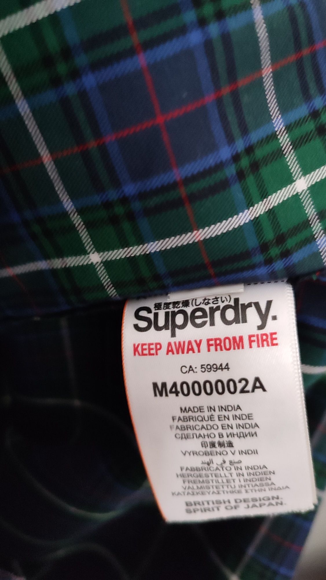 Superdry koszula z długim rękawem regular fit granatowa w kratkę roz.S