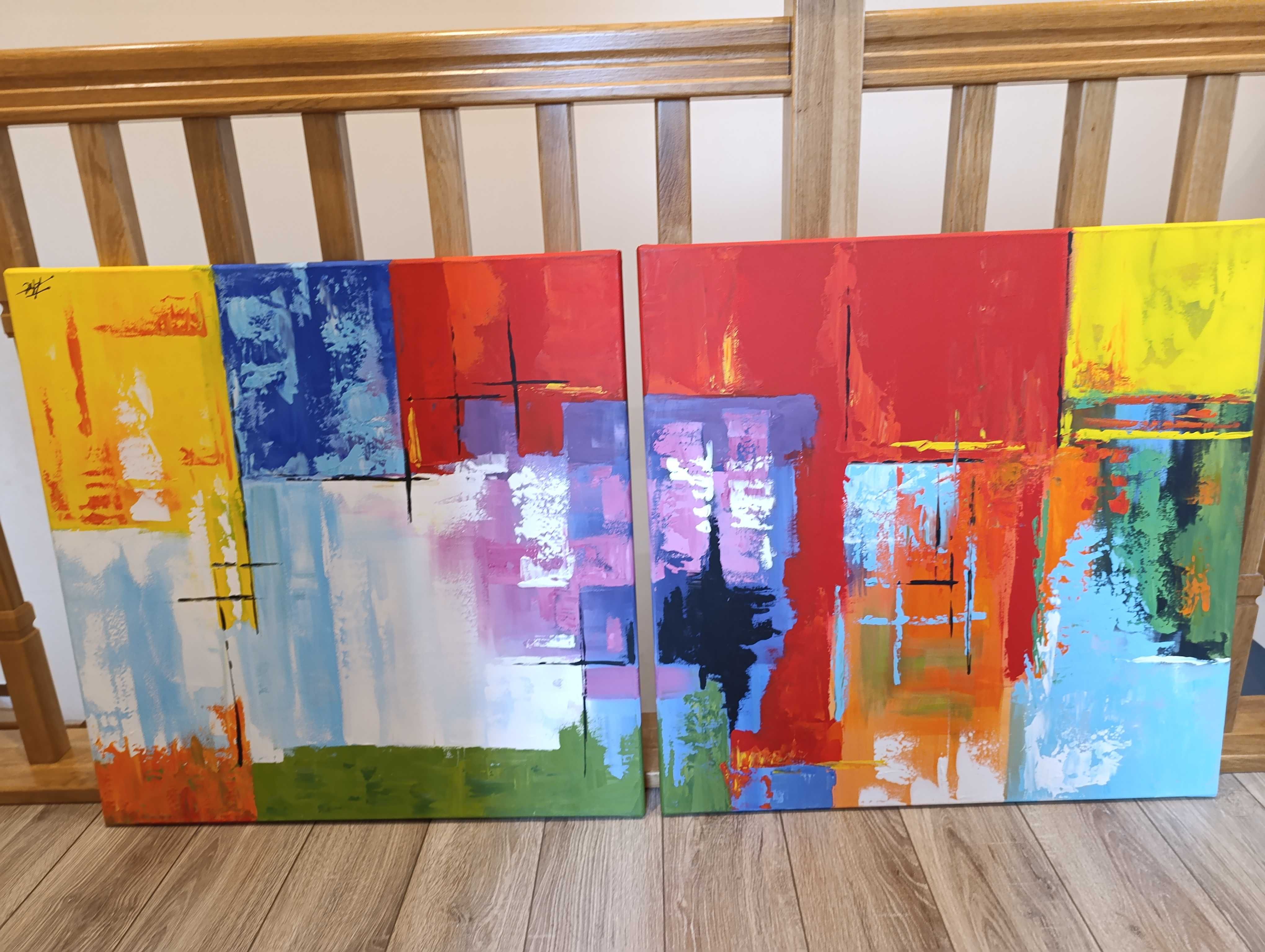 Obraz abstrakcja 150cmx150 cm ( 2 elementy)