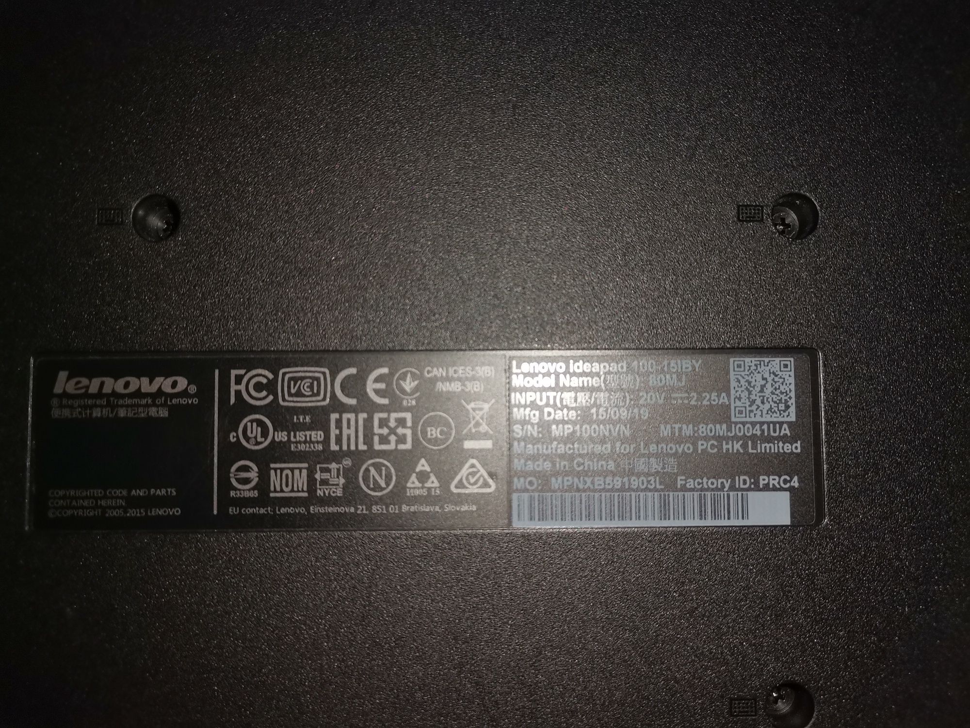 Ноутбук Lenovo ideapad 100-15iby