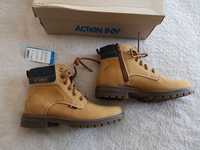 Nowe brązowe camel buty trapery Action Boy 34