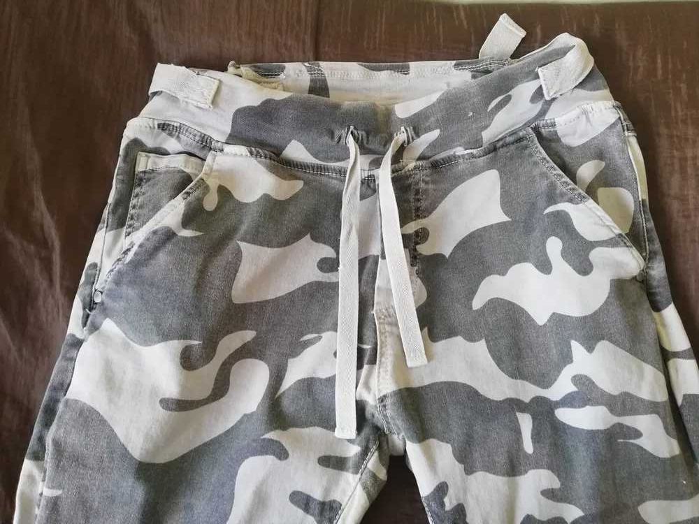 Spodnie jeans, dresy bawełna, moro, rozm M, bojówki