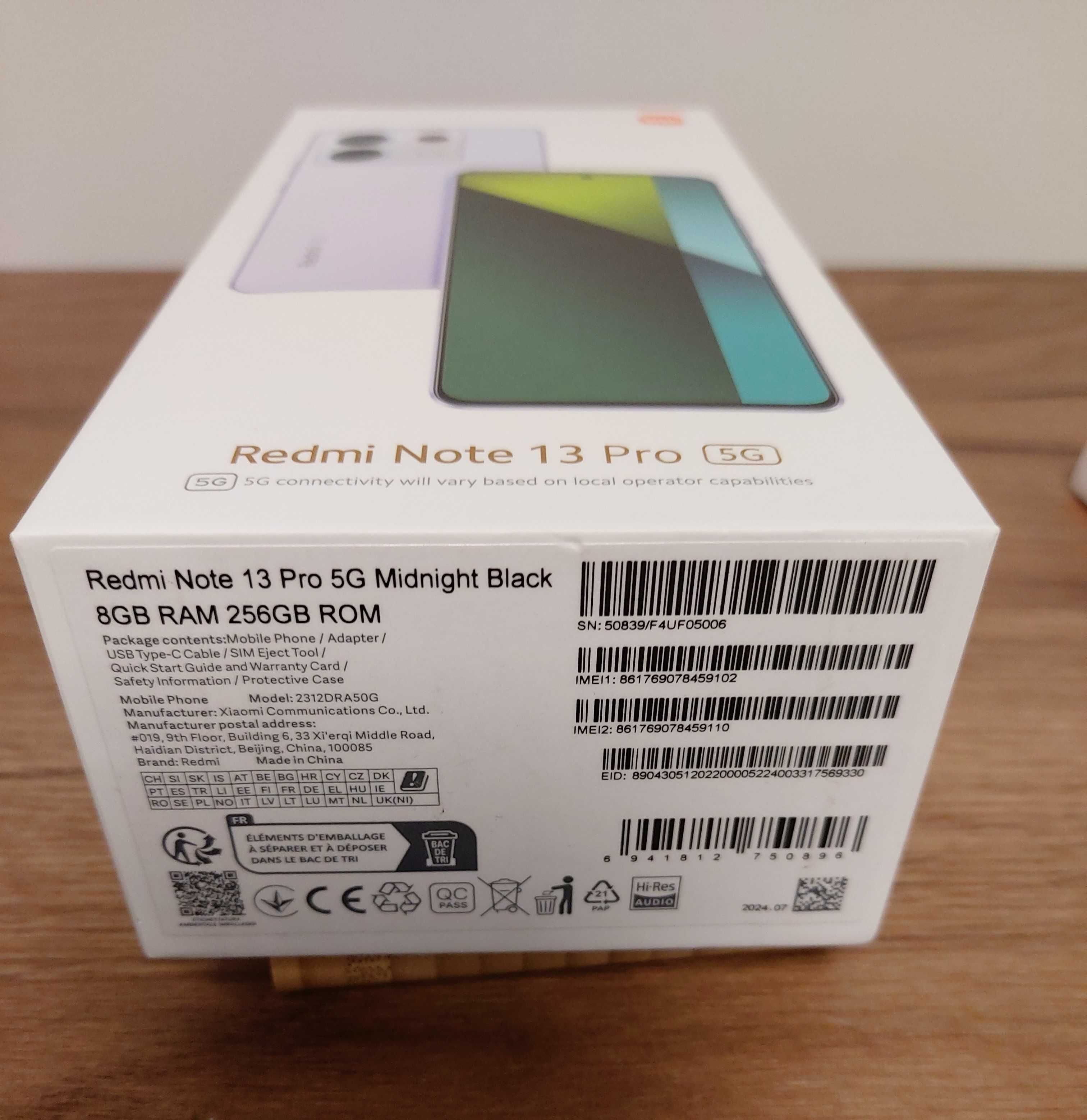 Xiaomi Note 13 Pro 5G 8/256GB Czarny / Cały zestaw