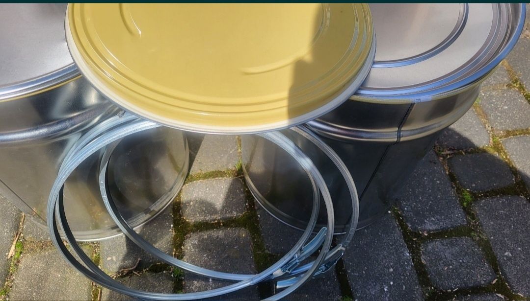 Wiadro blaszane 25l ocynk + pokrywka z uszczelką + obejma, szczelne