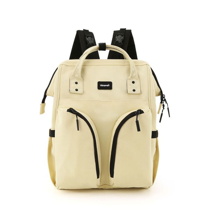 praktyczny plecak damski z poliestru w żółtym kolorze zamykany