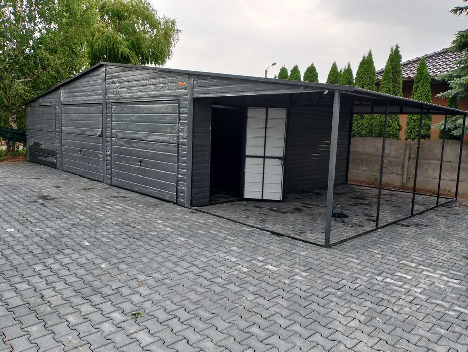 Wielostanowiskowy GARAŻ BLASZANY ZŁOTY DĄB Garaże Blaszane - Maj-Blach