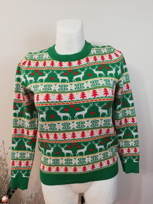 Sweter damski roz XS świąteczny