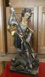 Figura Rzeźba Drewno Michał Anioł zabija smoka  H 60 cm  XIX w