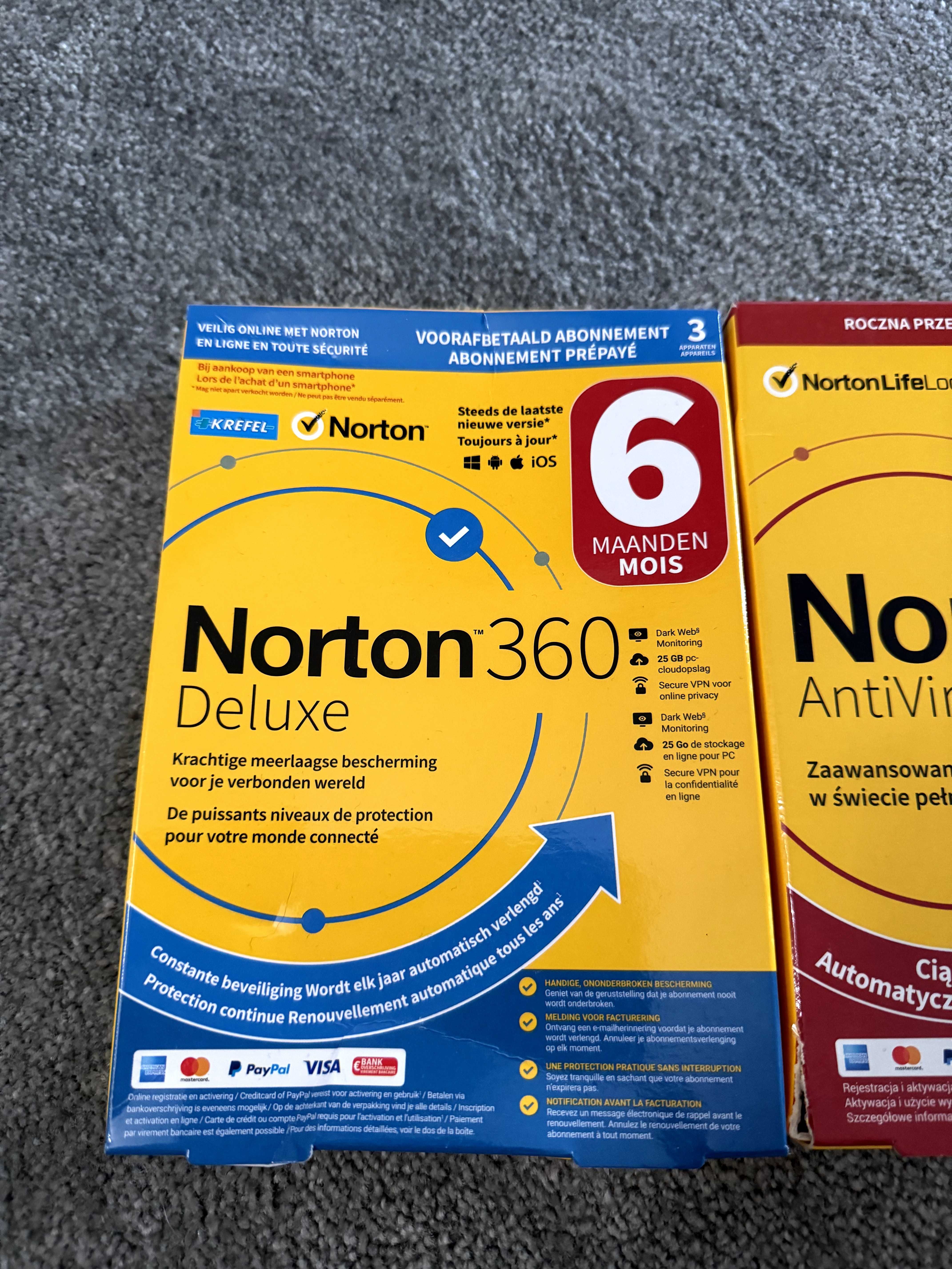 Norton AntiVirus Plus oraz Norton 360 Deluxe - 2x 12 ms i 6 ms.