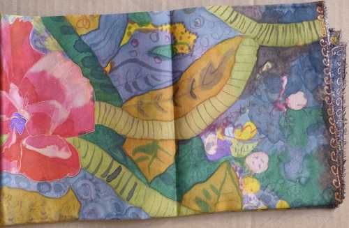 Artystyczna chusta  ręcznie namalowana. Jedwab 140 cm/ 140 cm Kwiaty