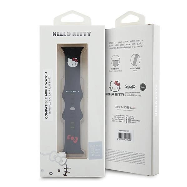 Hello Kitty Pasek Silikonowy do Apple Watch 38/40/41 mm - Czarny