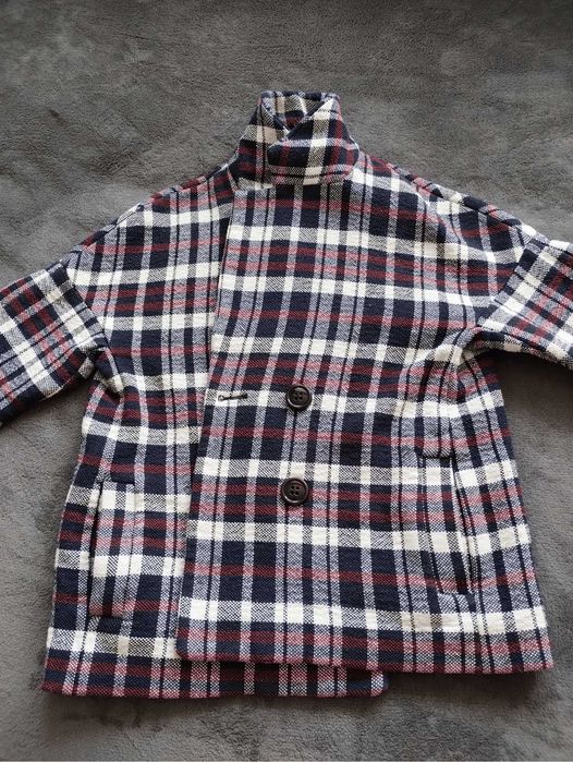 Płaszcz dziewczęcy, bosmanka, w kratkę, ZARA Basic, roz. L