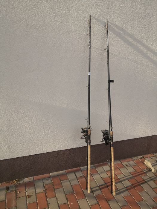 Wędki karpiowe 3.6m MAD d-fender w korku z kołowrotkami Daiwa windcast
