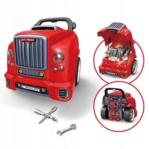 Warsztat małego mechanika ciężarówka czerwona zestaw do zabawy