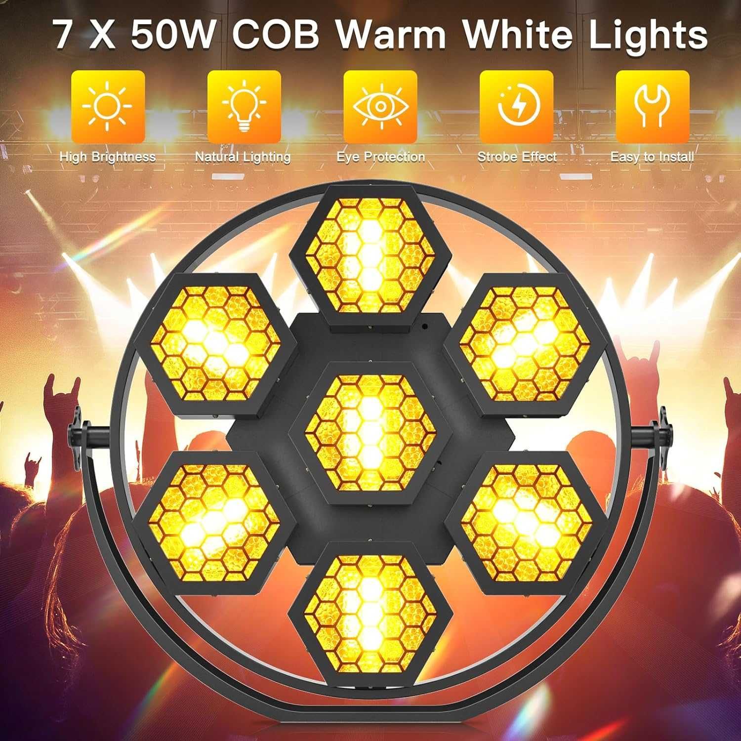 Lampa Retro 350W COB RGBW LED. DMX. Dla Dj, dekoracja domu