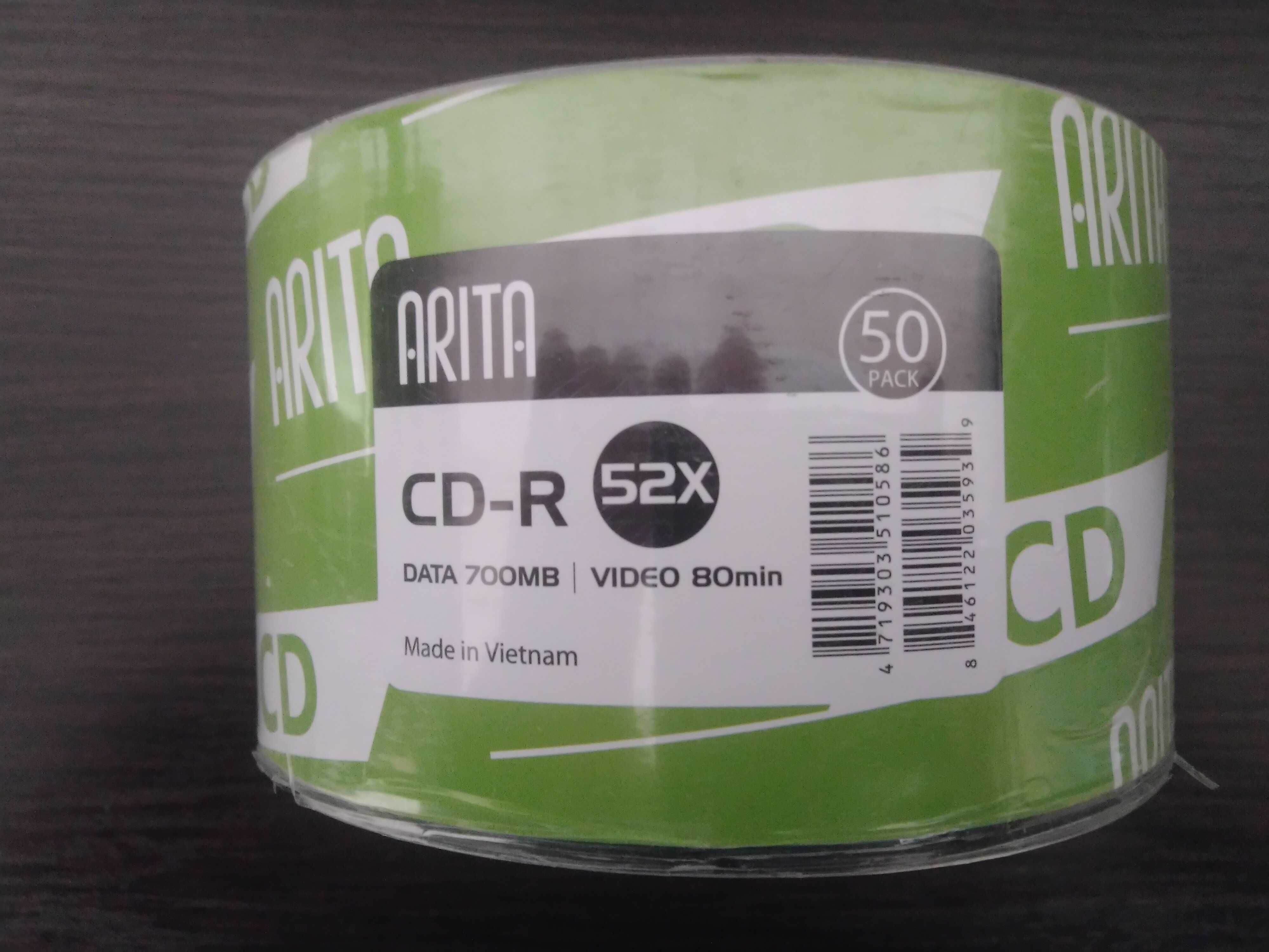 CD-R диски Arita 700mb, 52x speed, 80min. Cakebox 25шт.