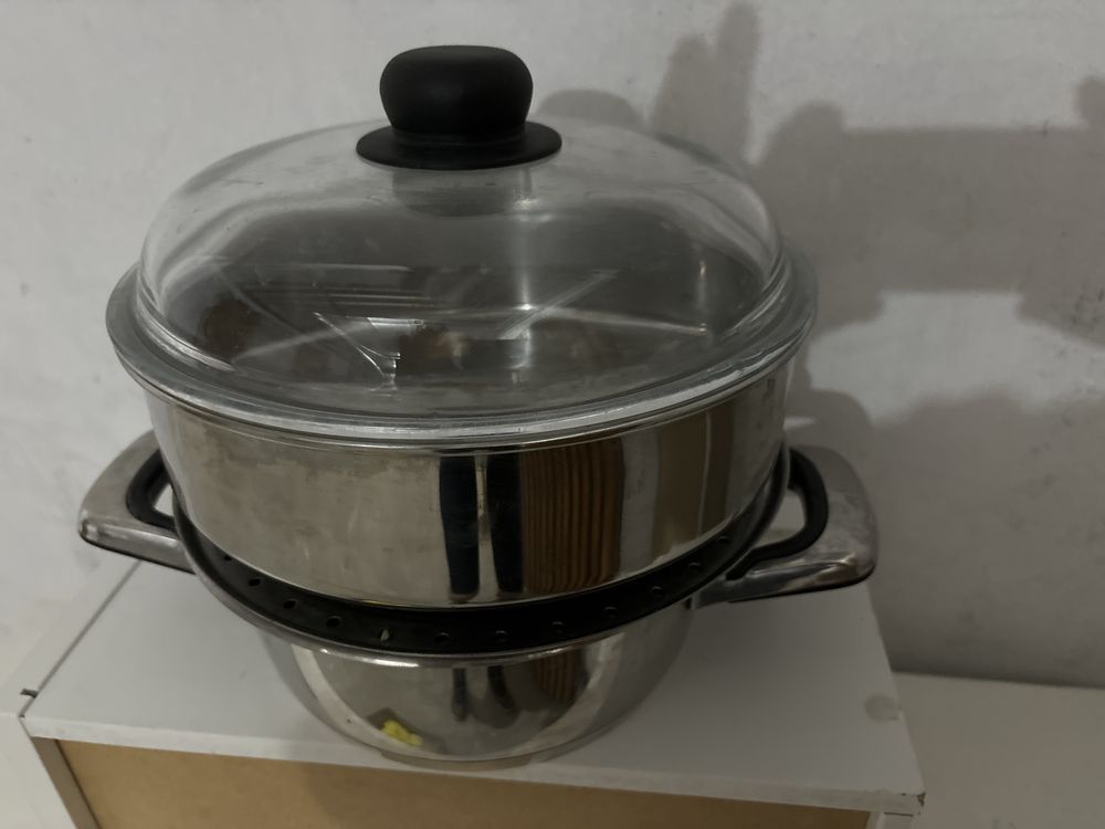 Patelnie Gerlach i Tefal z pokrywkami, kpl nowych garnkow