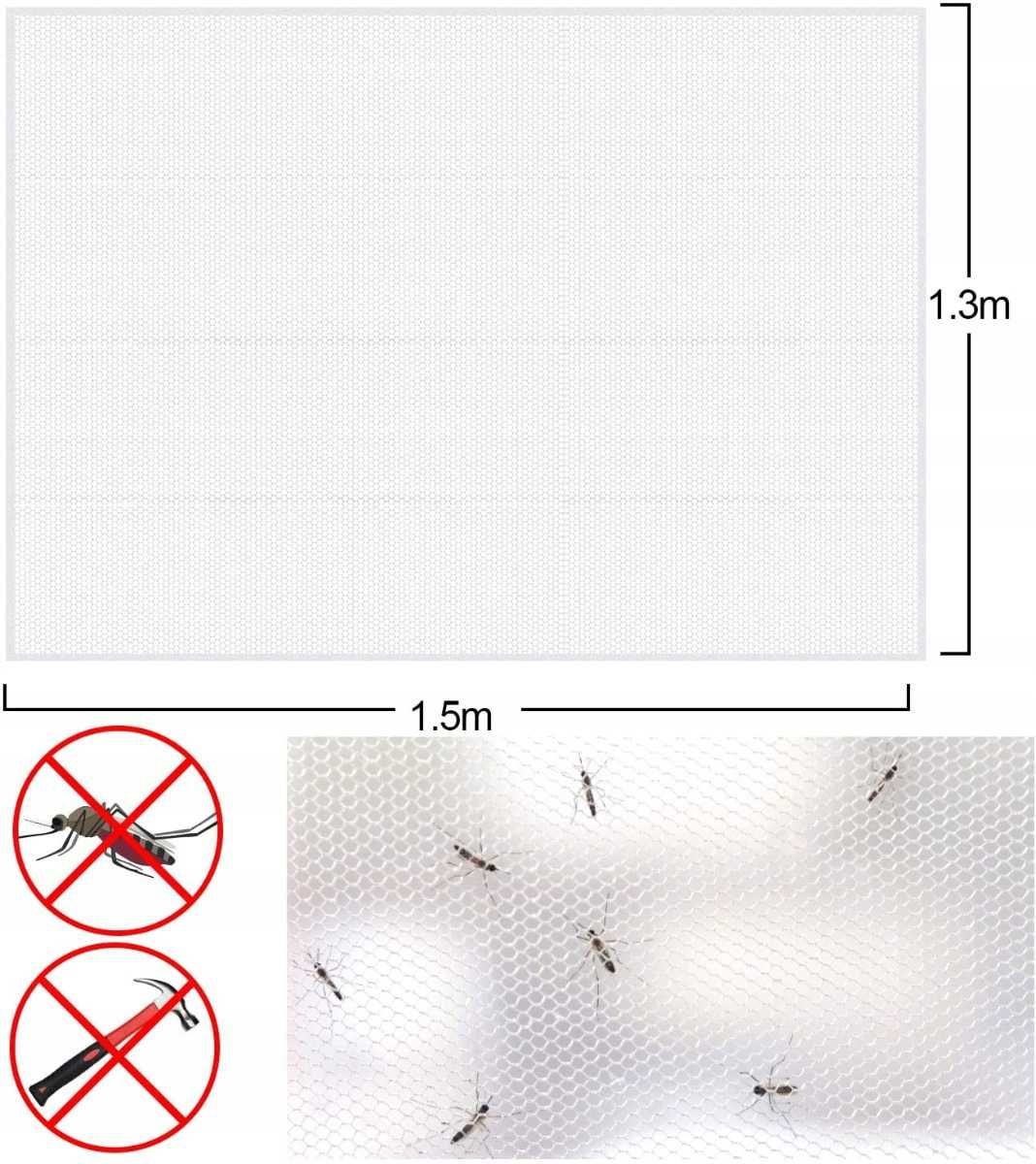 moskitiera siatka na okno owady 150x130 rzep białaPRZECIW KOMAROM MUCH
