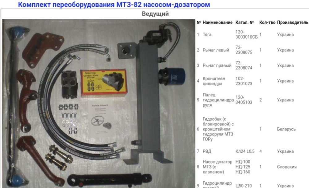 Комплект переоборудования под насос-дозатор мтз 80, 82