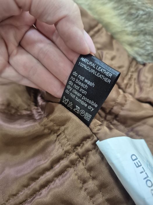 Винтажная кожаная куртка с отделкой из натурального меха